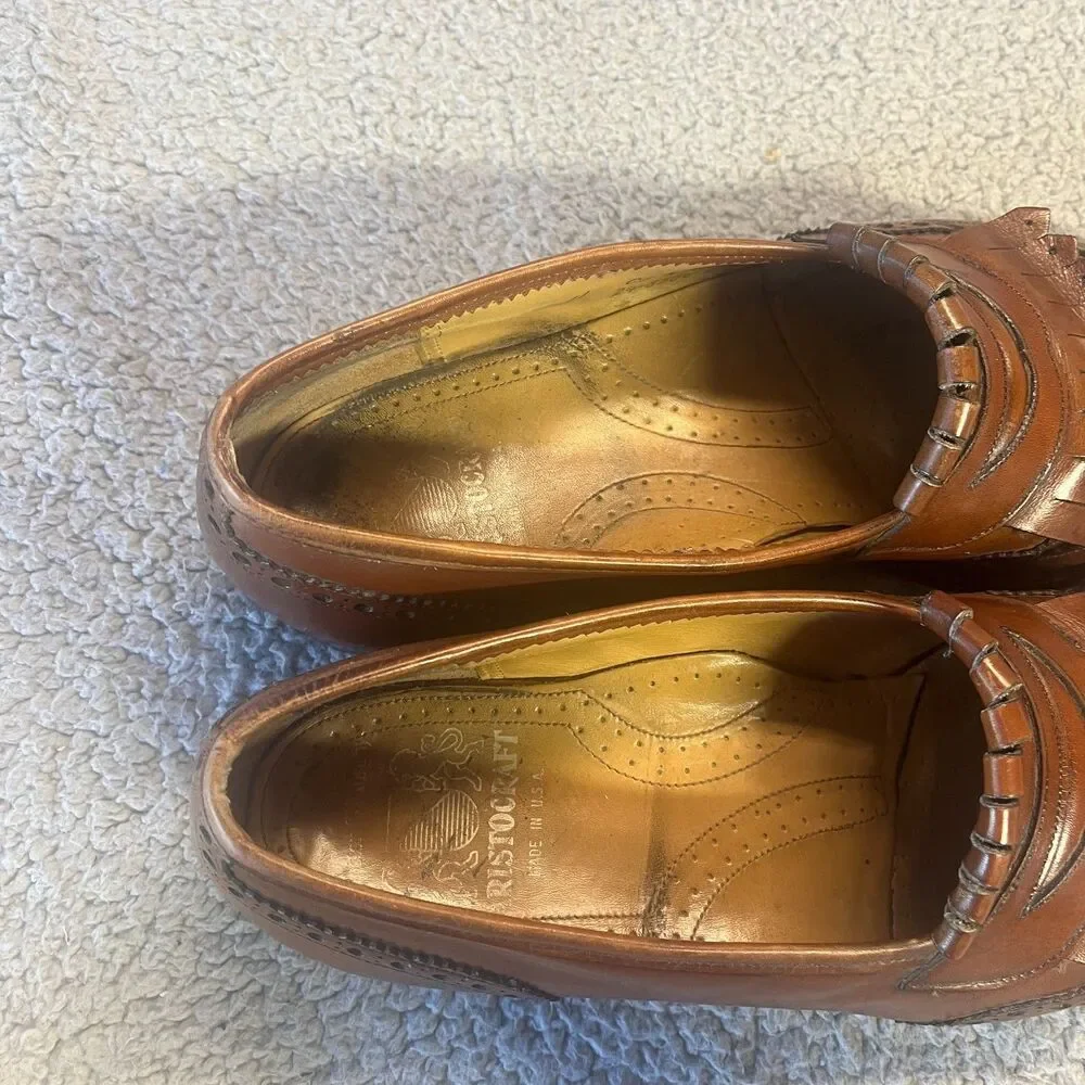 JOHNSTON & MURPHY Aristocraft Loafers 11 NARROW Leather Tassel Slip On Shoes